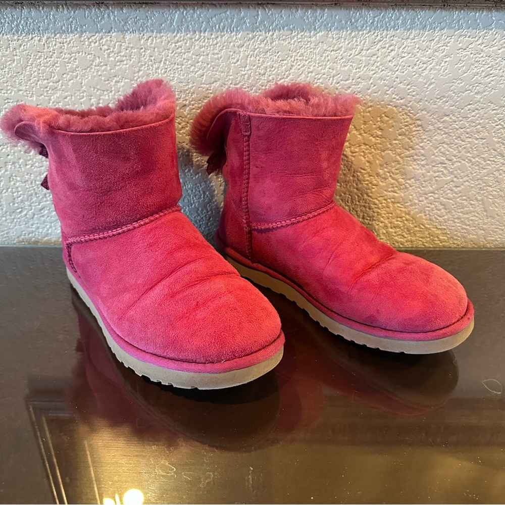 UGG Pink Mini Bailey Bow II Boots